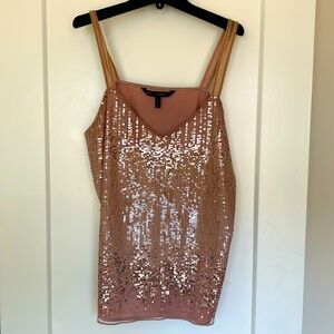 White House black market rose gold pink sequin tank top